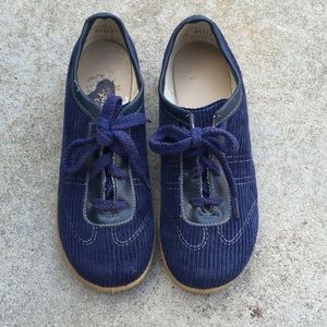 Vintage Navy Blue Corduroy Wedge Tennis Shoes
